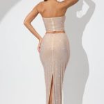 Embellished Mid Rise Maxi Skirt in Champagne - Image 2
