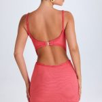Ruffle-Appliqu?? Cut-Out Mini Dress in Coral - Image 2