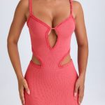 Ruffle-Appliqu?? Cut-Out Mini Dress in Coral - Image 4