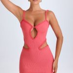 Ruffle-Appliqu?? Cut-Out Mini Dress in Coral - Image 5