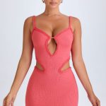 Ruffle-Appliqu?? Cut-Out Mini Dress in Coral - Image 6
