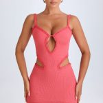 Ruffle-Appliqu?? Cut-Out Mini Dress in Coral - Image 7