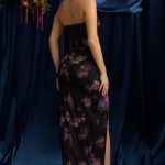 Strapless Cowl-Neck Maxi Dress in Black Floral Print - Image 2