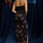 Strapless Cowl-Neck Maxi Dress in Black Floral Print - Image 6