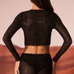 Embellished Long Sleeve Top in Black - Image 2