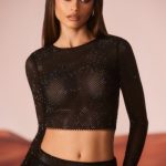 Embellished Long Sleeve Top in Black - Image 3