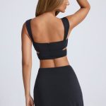 Hardware Detail Cut-Out Crop Top in Black - Image 2