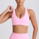 Soft Active V-Neck Sports Bra in Baby Pink - Image 2