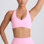 Soft Active V-Neck Sports Bra in Baby Pink - Image 6