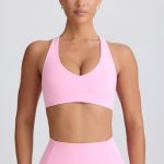 Soft Active V-Neck Sports Bra in Baby Pink - Image 7
