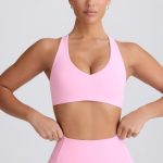 Soft Active V-Neck Sports Bra in Baby Pink - Image 8