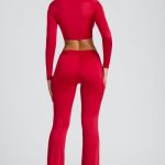 Draped Detail Straight Leg Trousers in Fire Red - Image 2