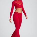 Draped Detail Straight Leg Trousers in Fire Red - Image 9