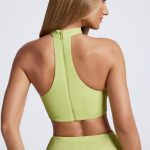 Hardware Detail Choker Crop Top in Olive Green - Image 2
