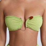 Hardware Detail Choker Crop Top in Olive Green - Image 4