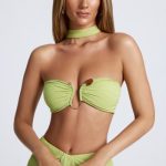 Hardware Detail Choker Crop Top in Olive Green - Image 5