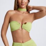 Hardware Detail Choker Crop Top in Olive Green - Image 7