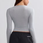 Sheer Long-Sleeve Top in Ice Grey - Image 2