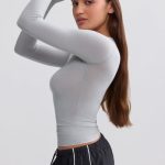 Sheer Long-Sleeve Top in Ice Grey - Image 3