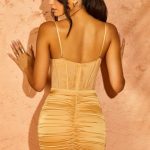 Ruched Corset Dress in Beige - Image 2