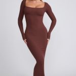 Ribbed Modal  Long Sleeve Top in Chocolate - Image 7