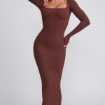 Ribbed Modal  Long Sleeve Top in Chocolate - Image 8