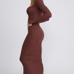 Ribbed Modal  Long Sleeve Top in Chocolate - Image 10
