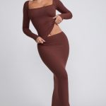 Ribbed Modal  Long Sleeve Top in Chocolate - Image 11