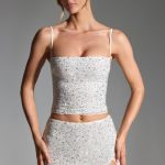Embellished Mid-Rise Micro Mini Skirt in White - Image 6