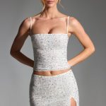 Embellished Mid-Rise Micro Mini Skirt in White - Image 7