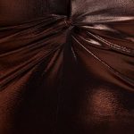 Long Sleeve Metallic Jersey Evening Gown in Copper Bronze - Image 5