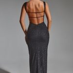 Embellished Open-Back Maxi Dress in Black - Image 2