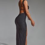 Embellished Open-Back Maxi Dress in Black - Image 3