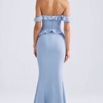 Off-Shoulder Ruffle-Trim Gown in Light Blue - Image 2