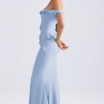 Off-Shoulder Ruffle-Trim Gown in Light Blue - Image 3