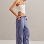 Wide Leg Cargo Trousers in Dusty Blue - Image 3