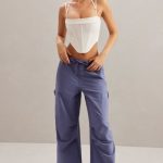 Wide Leg Cargo Trousers in Dusty Blue - Image 7