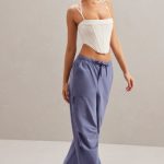 Wide Leg Cargo Trousers in Dusty Blue - Image 8