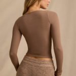 Ribbed Modal Long-Sleeve Top in Brown - Image 2