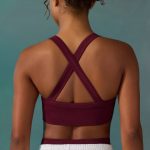 Super Sculpt Seamless Cross Back Sports Bra in Plum - Image 2