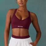 Super Sculpt Seamless Cross Back Sports Bra in Plum - Image 5