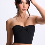Twist-Front Bandeau Top in Black