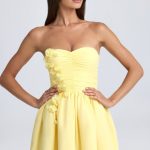 Bandeau Floral-Appliqu?? Corset Mini Dress in Lemon Sherbet - Image 5