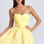 Bandeau Floral-Appliqu?? Corset Mini Dress in Lemon Sherbet - Image 6