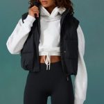 Cropped Drawstring Hooded Sweatshirt in Ice Grey - Image 5