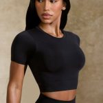 Define Luxe Baby Tee Crop Top in Black - Image 5