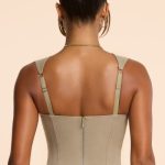 Brushed Twill Square Neck Tailored Top in Taupe - Image 2
