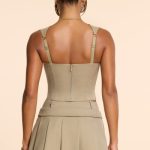 Brushed Twill Square Neck Tailored Top in Taupe - Image 13