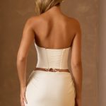 Draped Lace-Up Corset Top in Ivory - Image 3
