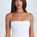 Ruched Cut-Out Top in White - Image 6